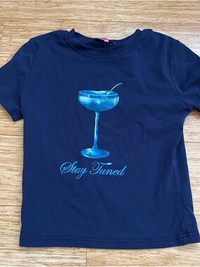 Edikted Navy Blue 'Stay Tuned' Graphic Tee